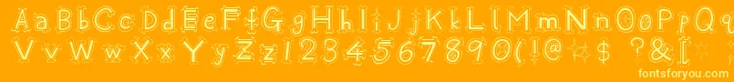 Oshare-fontti – keltaiset fontit oranssilla taustalla