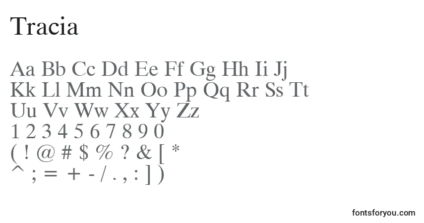 Schriftart Tracia – Alphabet, Zahlen, spezielle Symbole