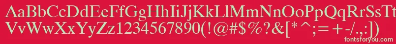 フォントTracia – 赤い背景に緑の文字