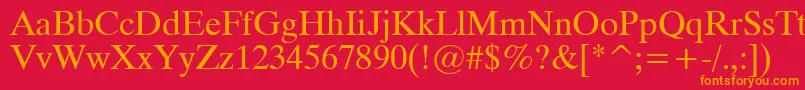 フォントTracia – 赤い背景にオレンジの文字