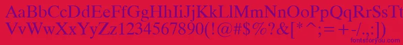 Tracia Font – Purple Fonts on Red Background