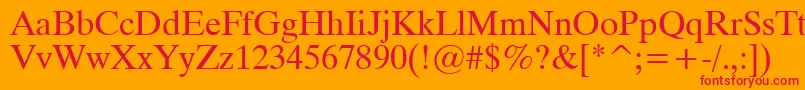 フォントTracia – オレンジの背景に赤い文字