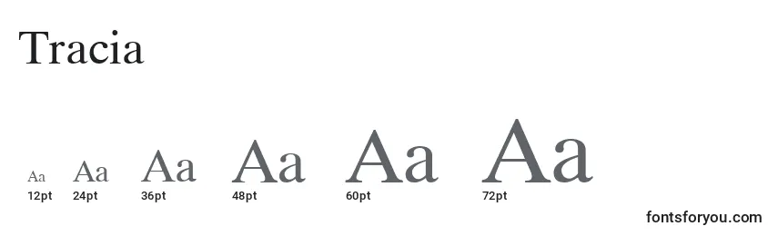 Tracia Font Sizes