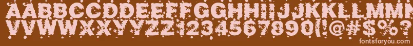Marusya-fontti – vaaleanpunaiset fontit ruskealla taustalla