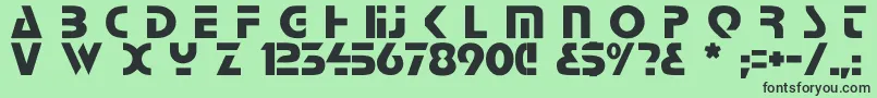 フォントComaro – 緑の背景に黒い文字