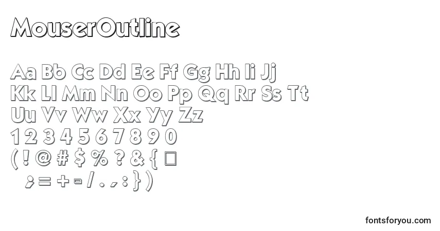 Czcionka MouserOutline – alfabet, cyfry, specjalne znaki