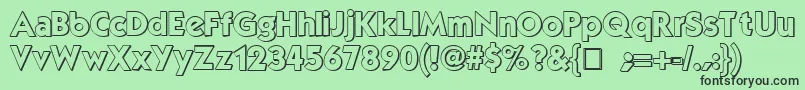 Fonte MouserOutline – fontes pretas em um fundo verde