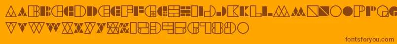 WarehouseProject-Schriftart – Braune Schriften auf orangefarbenem Hintergrund