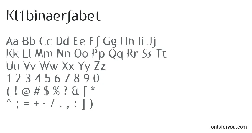 A fonte Kl1binaerfabet – alfabeto, números, caracteres especiais