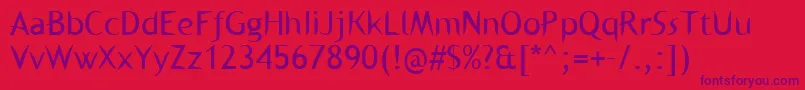 Kl1binaerfabet-fontti – violetit fontit punaisella taustalla