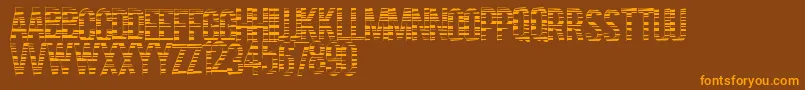 フォントCodebars – オレンジ色の文字が茶色の背景にあります。