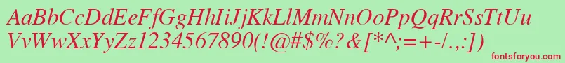 Tempofontitalic Font – Red Fonts on Green Background