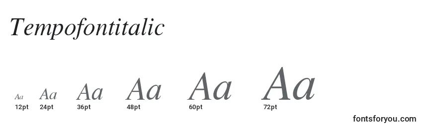 Größen der Schriftart Tempofontitalic