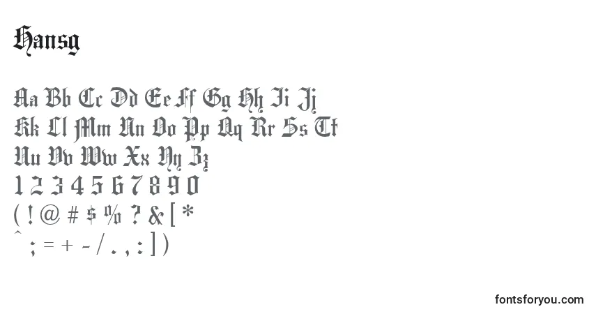 Шрифт Hansg – алфавит, цифры, специальные символы