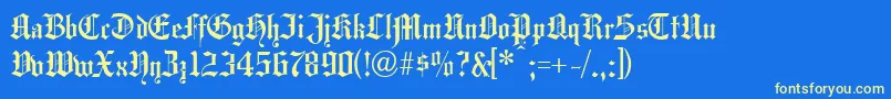 フォントHansg – 黄色の文字、青い背景