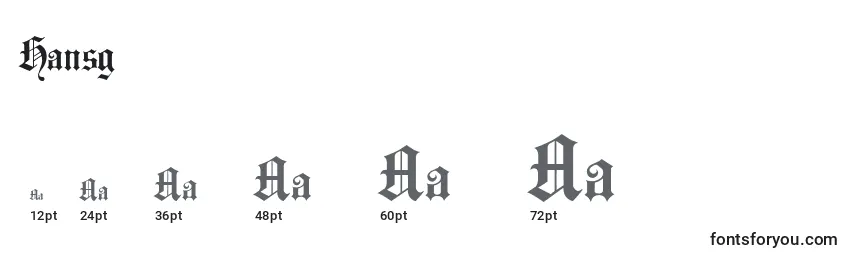 Размеры шрифта Hansg
