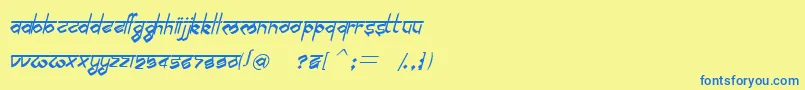 Czcionka BilingmimarathiItalic – niebieskie czcionki na żółtym tle