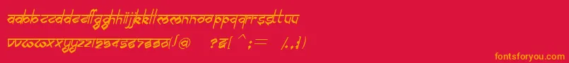 フォントBilingmimarathiItalic – 赤い背景にオレンジの文字