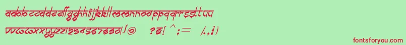 BilingmimarathiItalic-Schriftart – Rote Schriften auf grünem Hintergrund