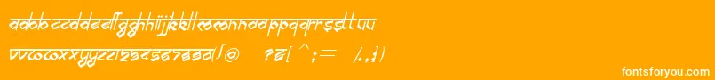 Czcionka BilingmimarathiItalic – białe czcionki na pomarańczowym tle