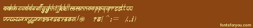 BilingmimarathiItalic-Schriftart – Gelbe Schriften auf braunem Hintergrund