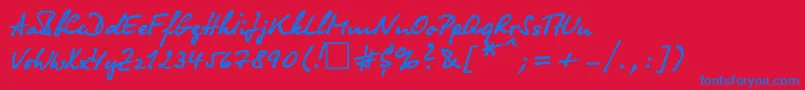 Olgactt-Schriftart – Blaue Schriften auf rotem Hintergrund