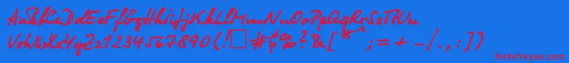 フォントOlgactt – 赤い文字の青い背景