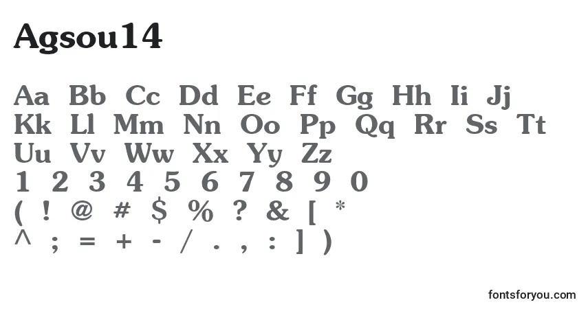Schriftart Agsou14 – Alphabet, Zahlen, spezielle Symbole