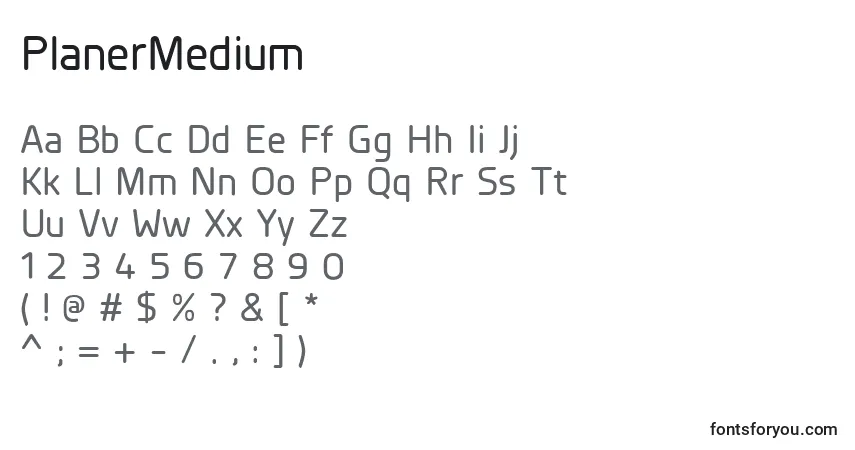 Czcionka PlanerMedium – alfabet, cyfry, specjalne znaki