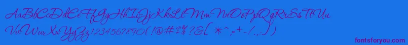 P22Corinthia-Schriftart – Violette Schriften auf blauem Hintergrund