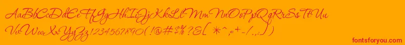 P22Corinthia-Schriftart – Rote Schriften auf orangefarbenem Hintergrund