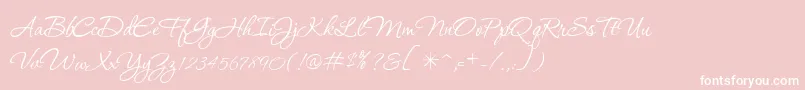 P22Corinthia-fontti – valkoiset fontit vaaleanpunaisella taustalla