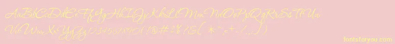 P22Corinthia Font – Yellow Fonts on Pink Background