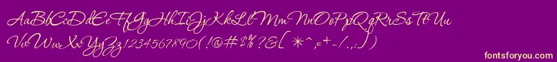 P22Corinthia Font – Yellow Fonts on Purple Background