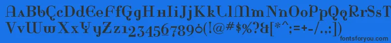 RinaRegular-Schriftart – Schwarze Schriften auf blauem Hintergrund