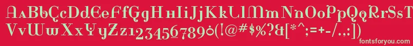 フォントRinaRegular – 赤い背景に緑の文字