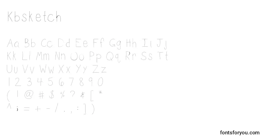 Czcionka Kbsketch – alfabet, cyfry, specjalne znaki