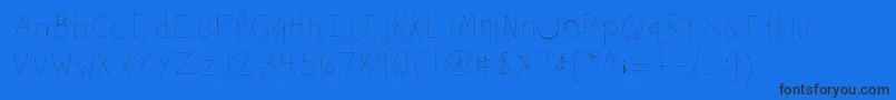 Kbsketch-Schriftart – Schwarze Schriften auf blauem Hintergrund