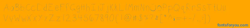 Kbsketch-Schriftart – Blaue Schriften auf orangefarbenem Hintergrund