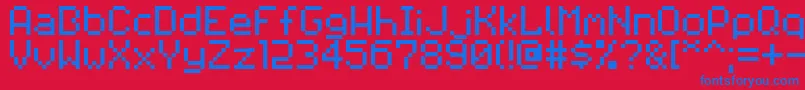 Pixilator Font – Blue Fonts on Red Background