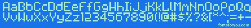 Pixilator Font – Green Fonts on Blue Background