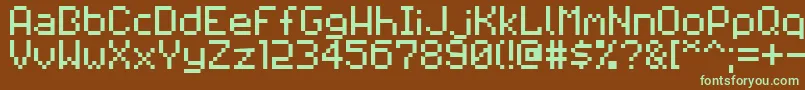 Pixilator-fontti – vihreät fontit ruskealla taustalla