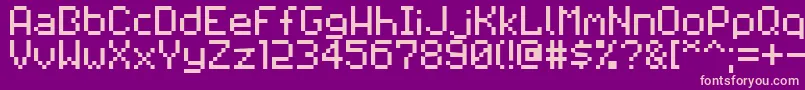 Pixilator-Schriftart – Rosa Schriften auf violettem Hintergrund
