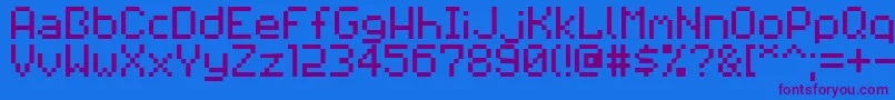 Pixilator-Schriftart – Violette Schriften auf blauem Hintergrund