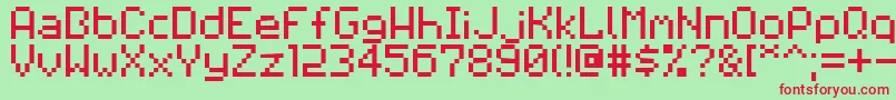 Pixilator Font – Red Fonts on Green Background
