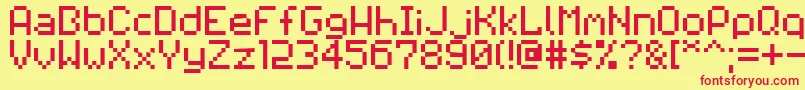 Pixilator Font – Red Fonts on Yellow Background