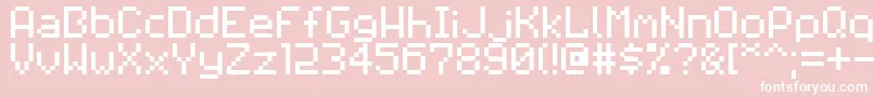 Pixilator-Schriftart – Weiße Schriften auf rosa Hintergrund
