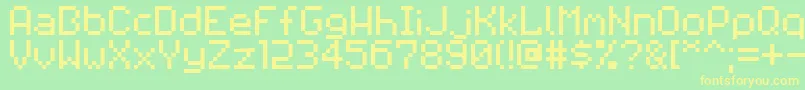 フォントPixilator – 黄色の文字が緑の背景にあります
