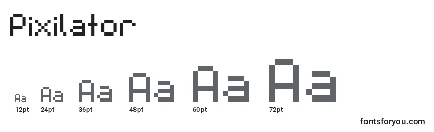 Размеры шрифта Pixilator