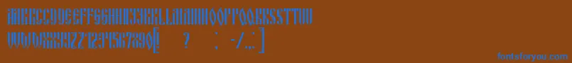 フォントRussianLand – 茶色の背景に青い文字